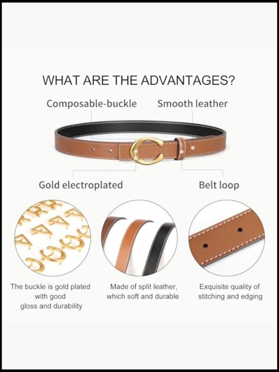 Reversible Leather Belt with Gold Chain/Triangle Buckle